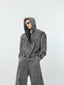 【24s March.】Destroyed Washed Distressed Hooded Cardigan Baggy Pants Suit