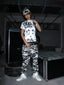 Waxed Camo Curved Flared Pants