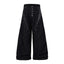 Studded Patchwork Washed Wide-Leg Denim Pants