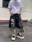 【25s Jun.】Vintage Patchwork Camouflage Denim Capri Pants