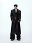 【25s Sep.】Deconstructed Crocodile-effect Metal Buttons Leather Coat
