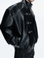 【26s Mar.】Snake-Embossed Aviator Leather Jacket