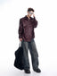 【24s Oct.】Niche Design Textured Patent Leather Metal Button Shirt