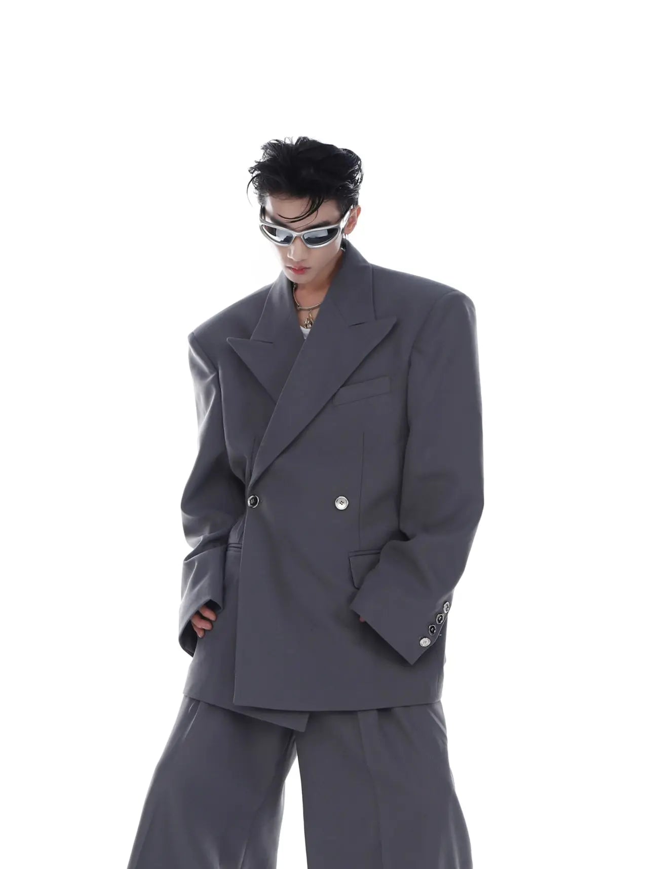 【23s Mar.】High Shoulder Twill Button Design Top Suit