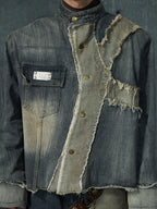 【25s Feb.】Wasteland Style Patchwork Raw Edge Denim Jacket/Pants