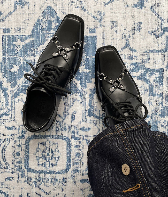 Dark Punk Style Lace-up Leather Shoes Main Image