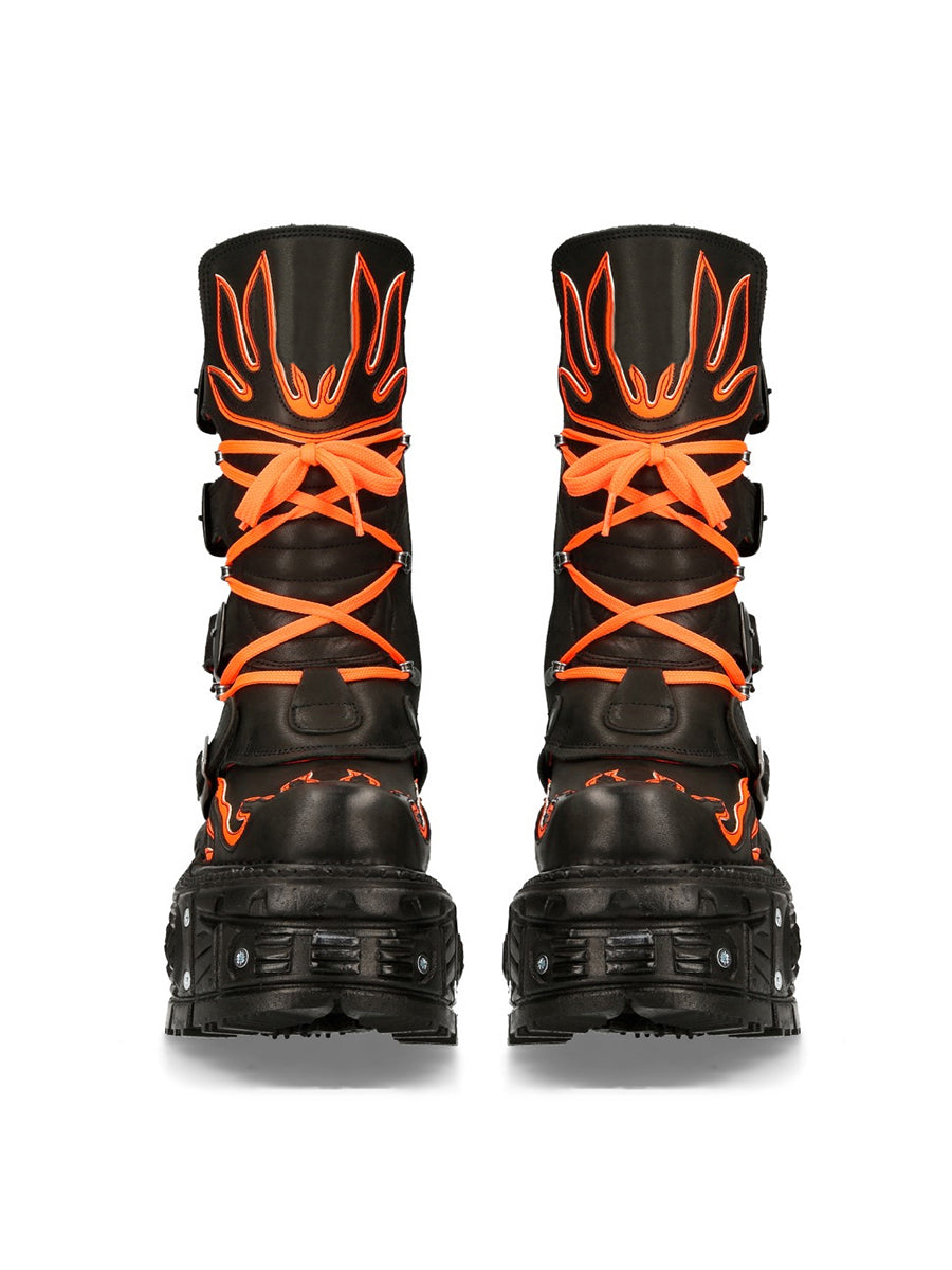Retro Punk Fluorescent Flame Platform Boots