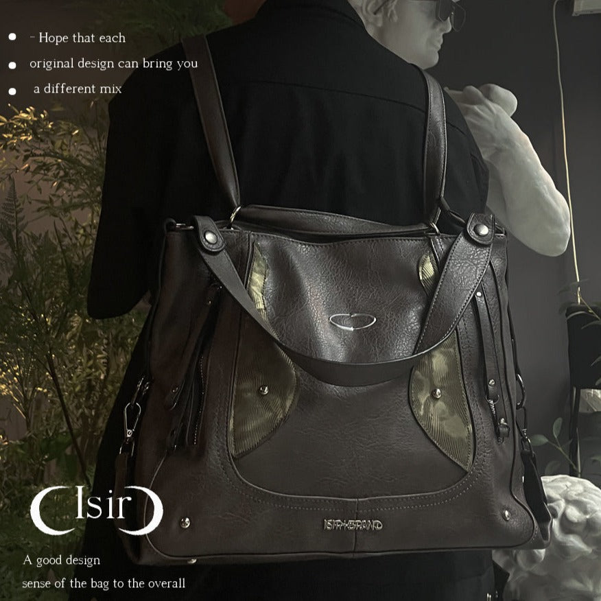 Retro Color-blocked Crossbody/Backpack