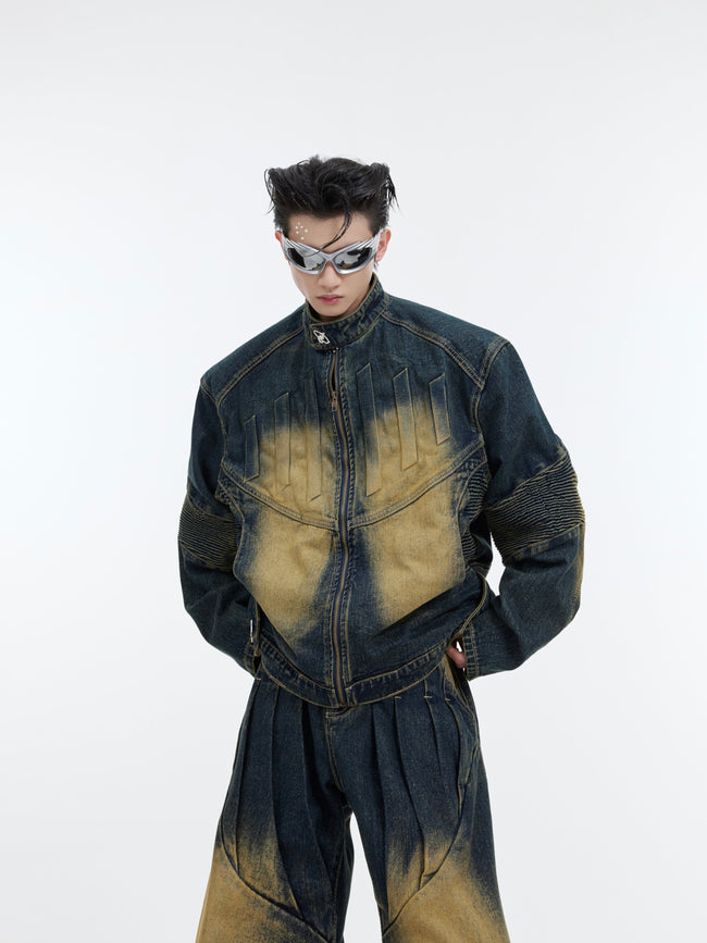 【24s January.】3D Relief Design Deconstructed Denim Suit Hover Image