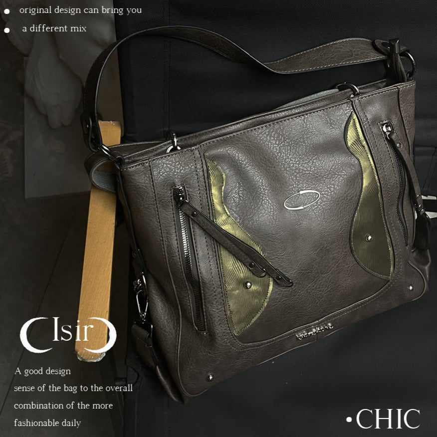 Retro Color-blocked Crossbody/Backpack