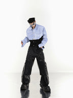 【25s Mar.】PU Patchwork Shoulder Pad Jacket