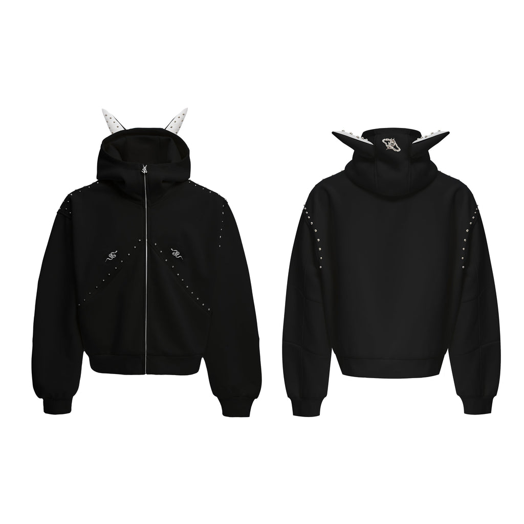 【25s Feb.】Rivet Stitching Doberman Hooded Couple Jacket