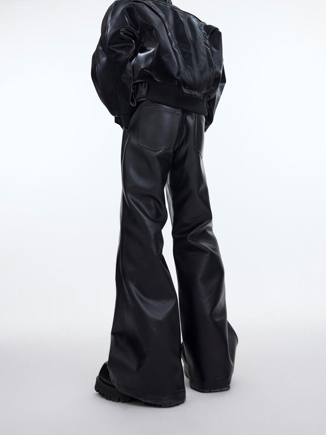 【23s December.】Deconstructed Slim-fit Slightly Flared Leather Pants Main Image