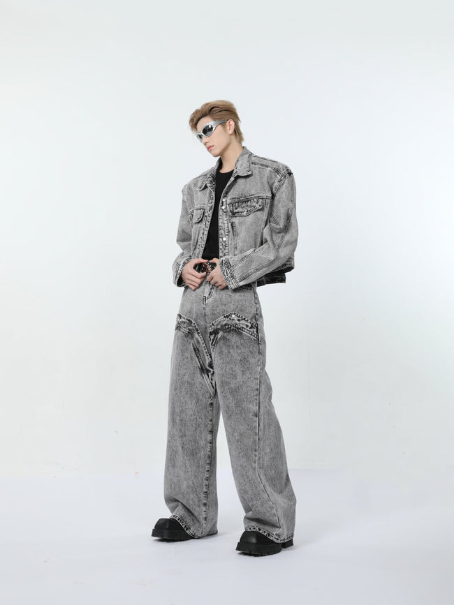 【24s March.】Retro Distressed Simple Denim Suit Hover Image