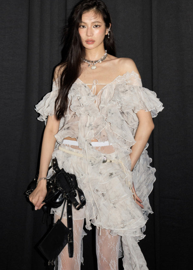 Retro Fairy Plant Dye Ruffle Top