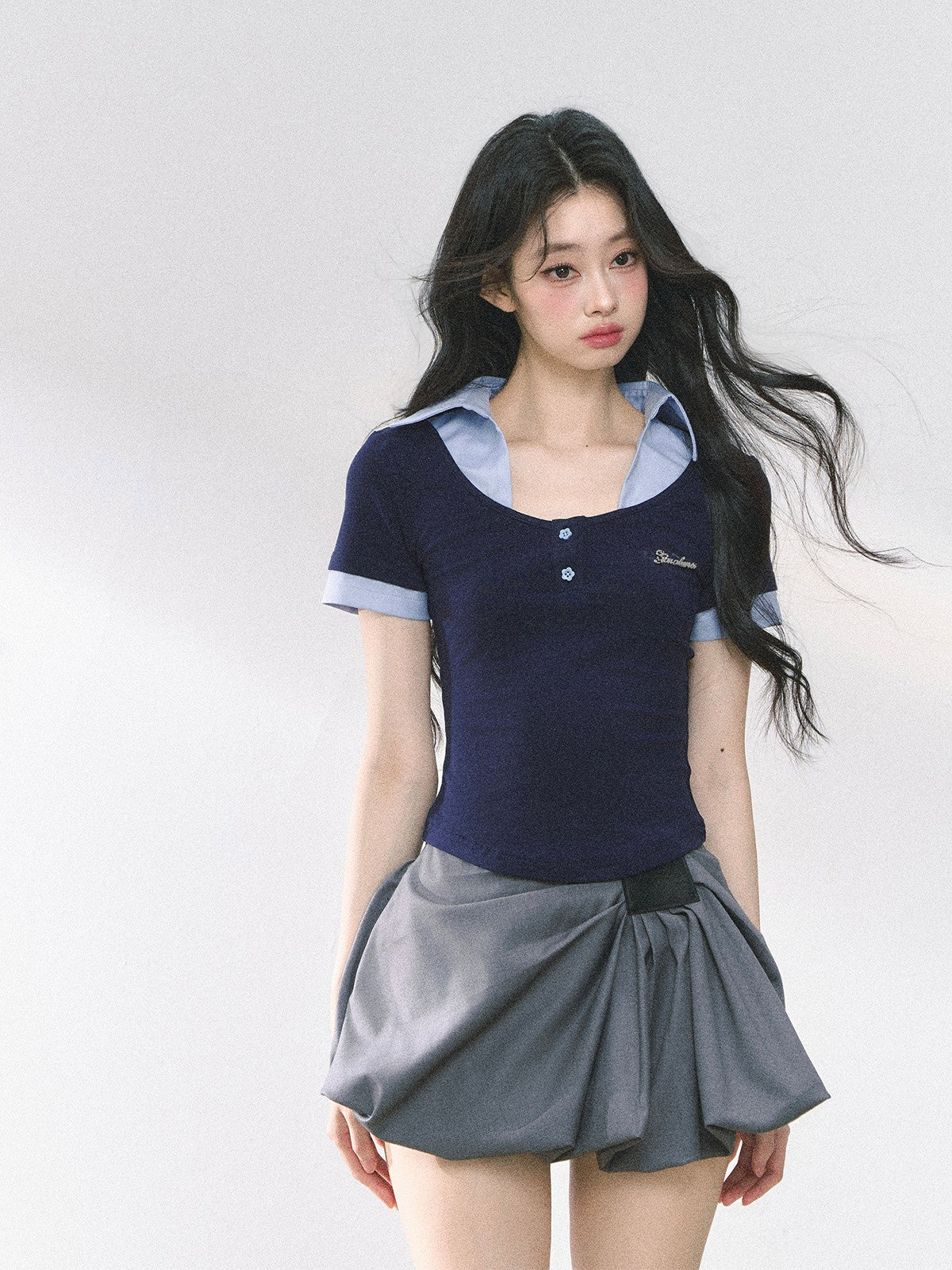 Fake Two Shoulder Short sleeved T-shirt Top