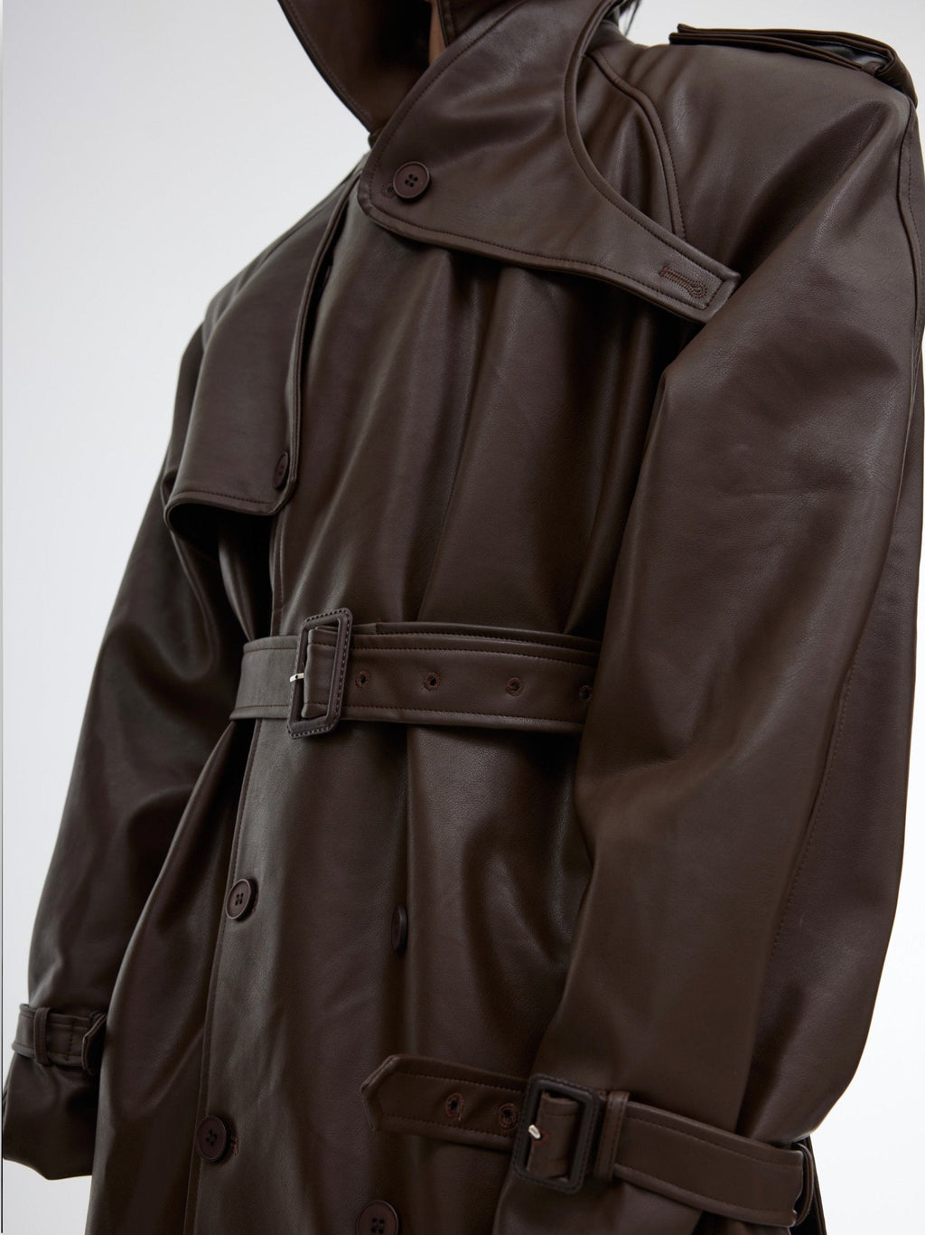 【25s Sep.】Deconstructed Silhouette PU Leather Coat