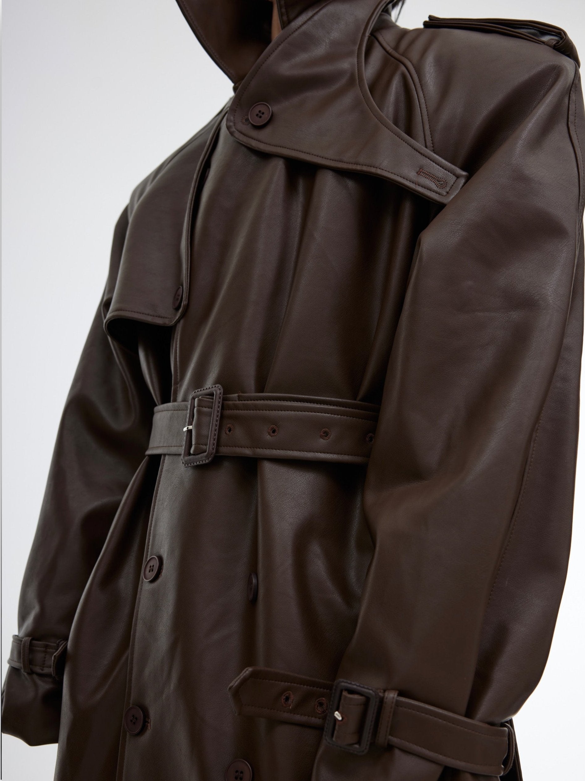【25s Sep.】Deconstructed Silhouette PU Leather Coat