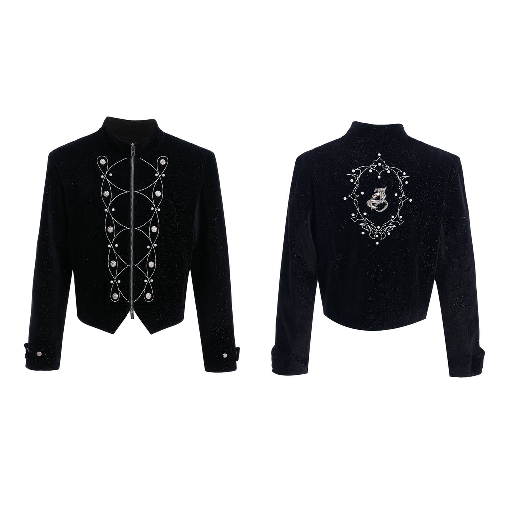 【25s Nov.】Glittery Metal Buttons Stand Collar Jacket