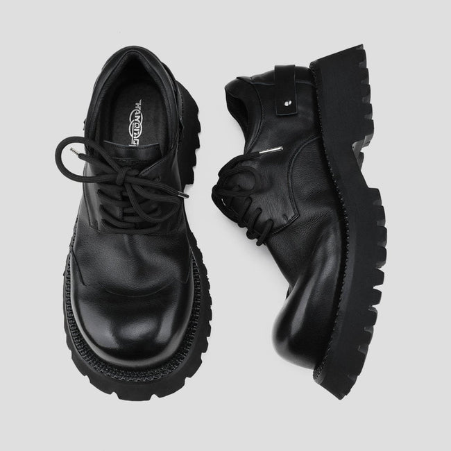 Black Raised Toe Casual Thick-soled Derby Shoes Main Image