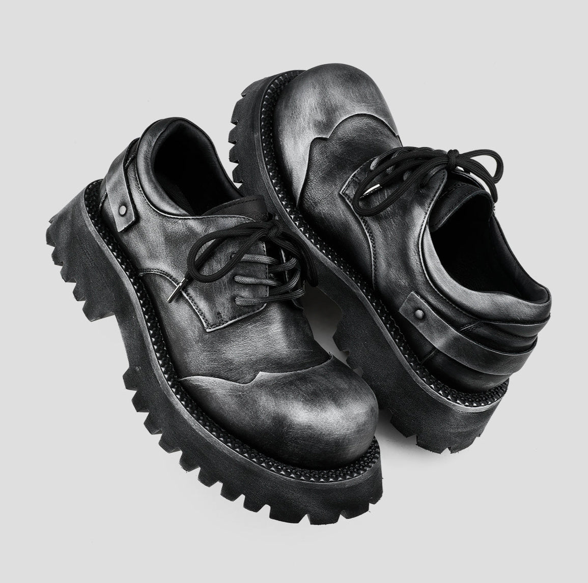 Polished Thick-soled Derby Shoes