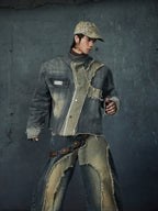 【25s Feb.】Wasteland Style Patchwork Raw Edge Denim Jacket/Pants