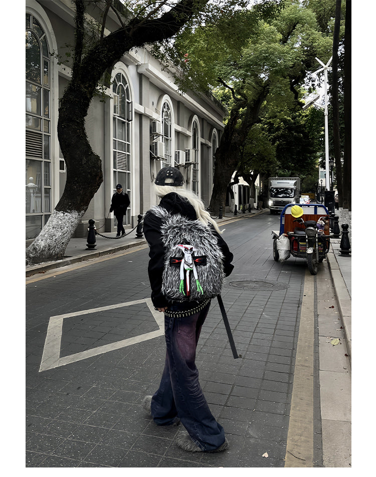 Plush Tassel Versatile Colorful Backpack