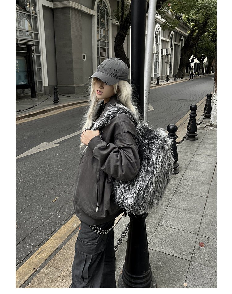 Plush Tassel Versatile Colorful Backpack