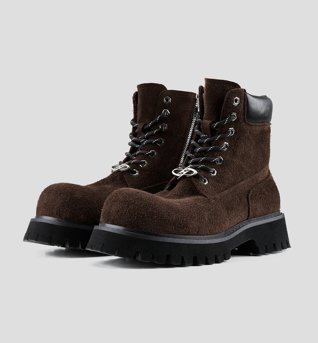 Brown Plush Cowhide Martin Boots Hover Image