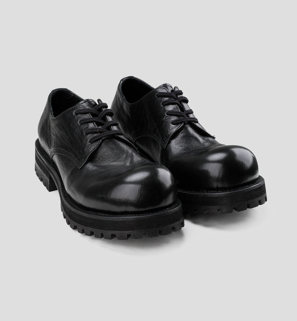 Washed Leather Thick-soled Round-toe Derby Shoes