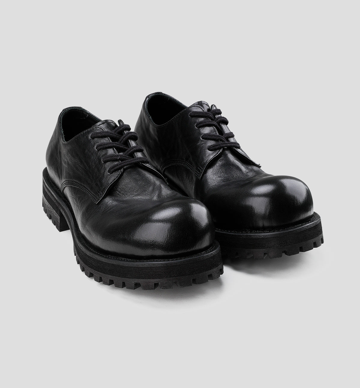Washed Leather Thick-soled Round-toe Derby Shoes