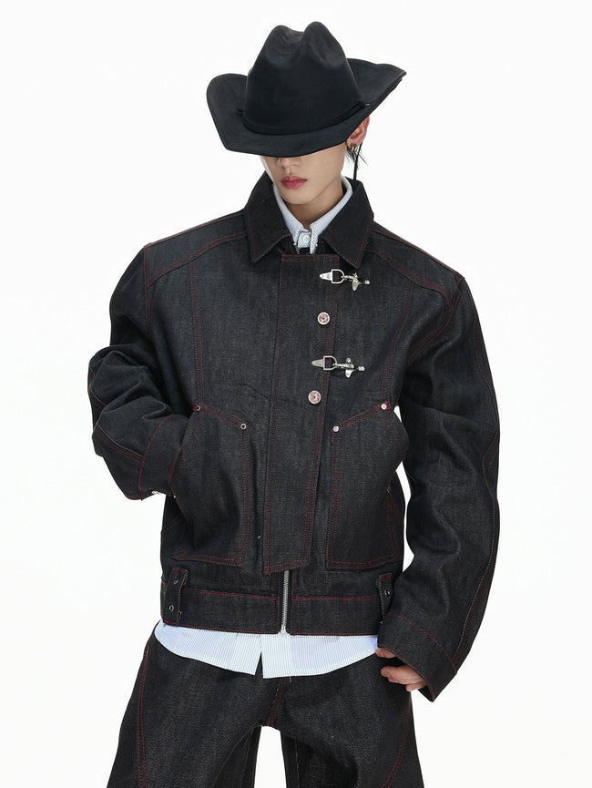 【26s Feb.】14.5oz Raw Selvedge Black Slight Flare Denim Pants Main Image