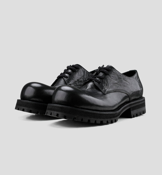 Washed Leather Thick-soled Round-toe Derby Shoes Main Image