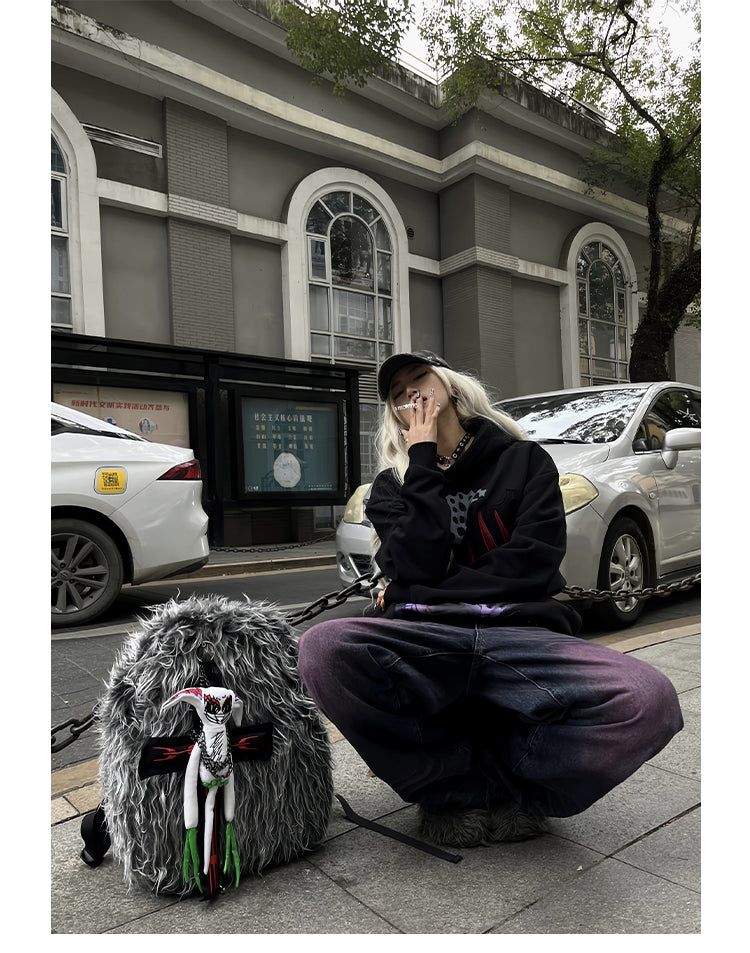 Plush Tassel Versatile Colorful Backpack