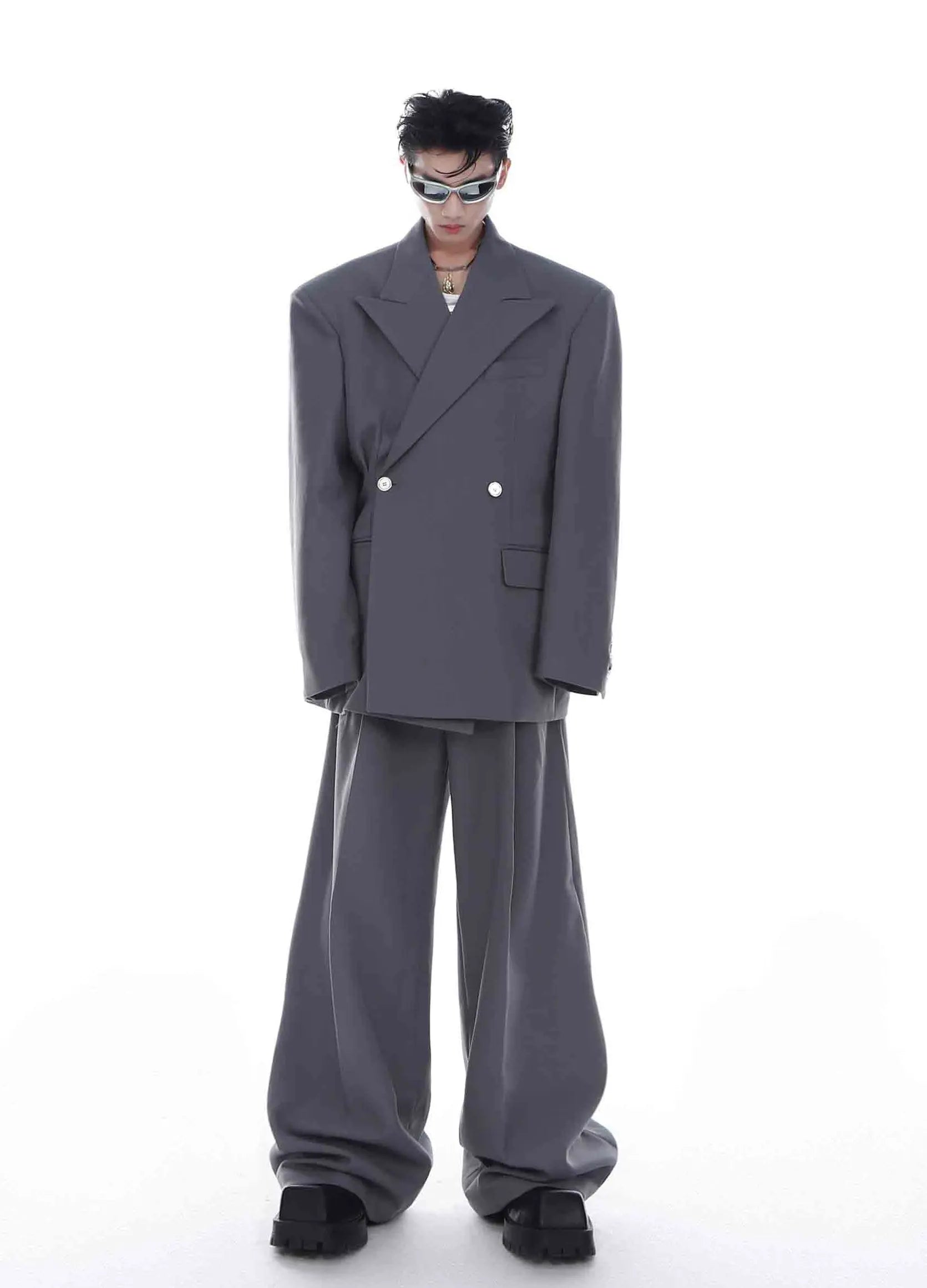 【23s Mar.】High Shoulder Twill Button Design Top Suit