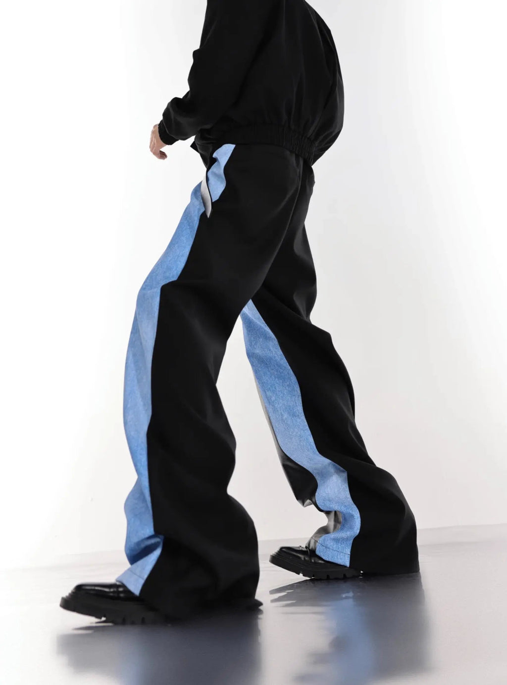 【25s Mar.】PU Leather Blue Black Trousers