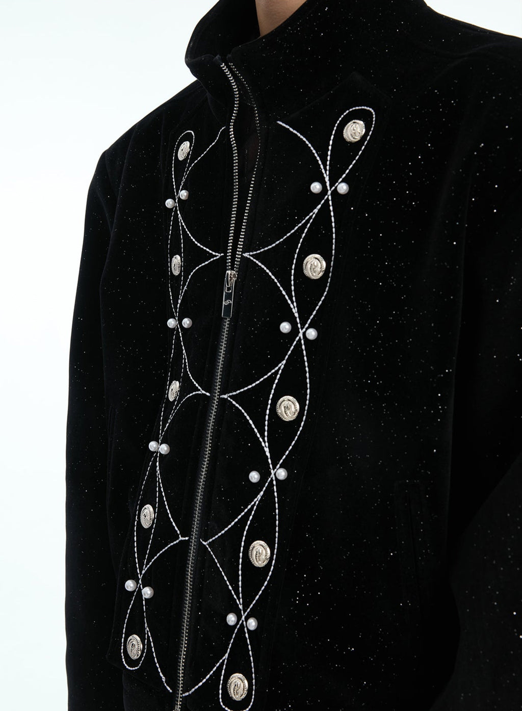 【25s Nov.】Glittery Metal Buttons Stand Collar Jacket