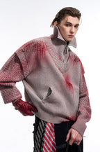 【25s Jan.】Vintage Print Knit Sweater Jacket