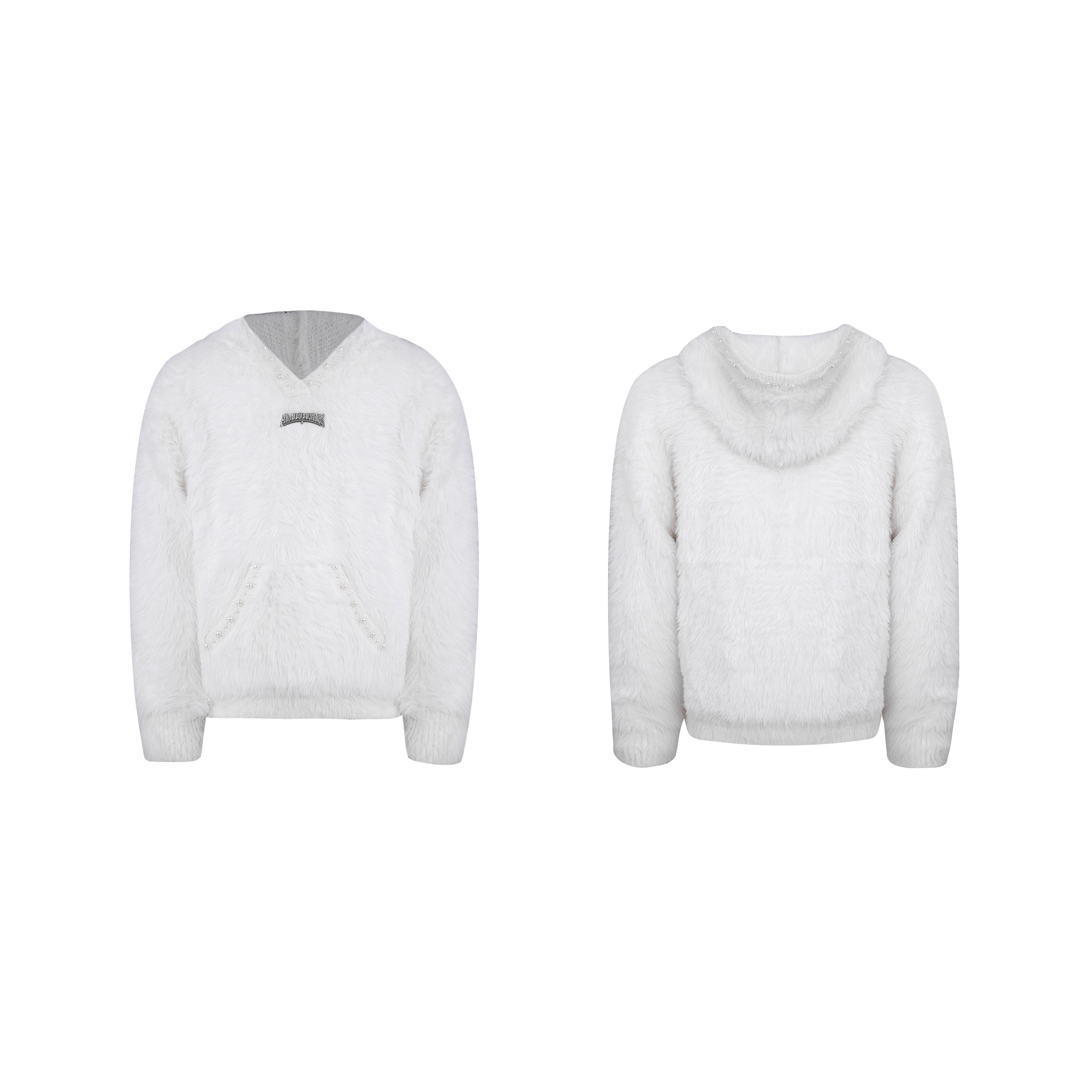 【25s Feb.】Pearl Embellishment Imitation Mink Wool Sweater