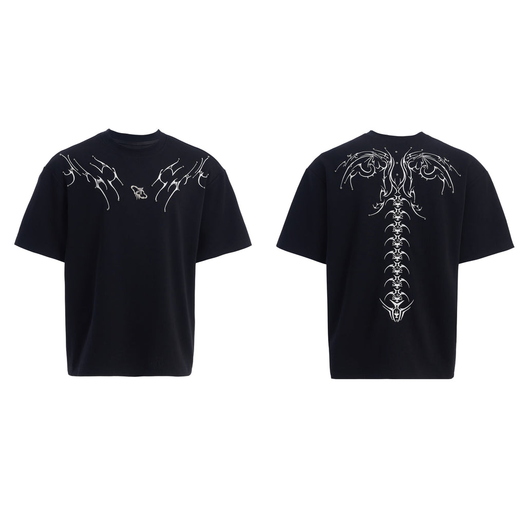 【25s Apr.】3D Spine Embroidered Oversized T-Shirt