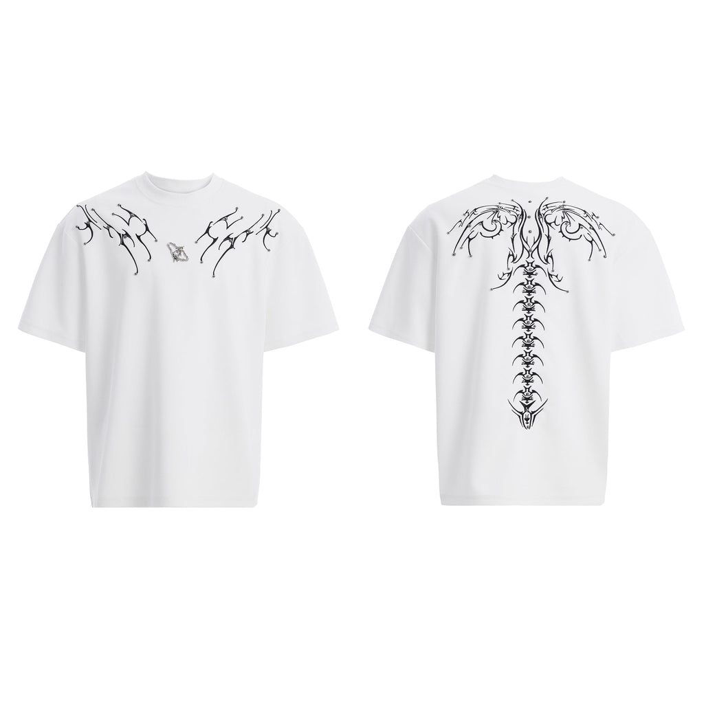 【25s Apr.】3D Spine Embroidered Oversized T-Shirt