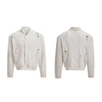 【25s Aug.】Pearl Detail Knit Hollow-Out Cardigan