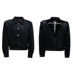 【25s Aug.】Studded Embroidered Snakeskin Leather Short Jacket