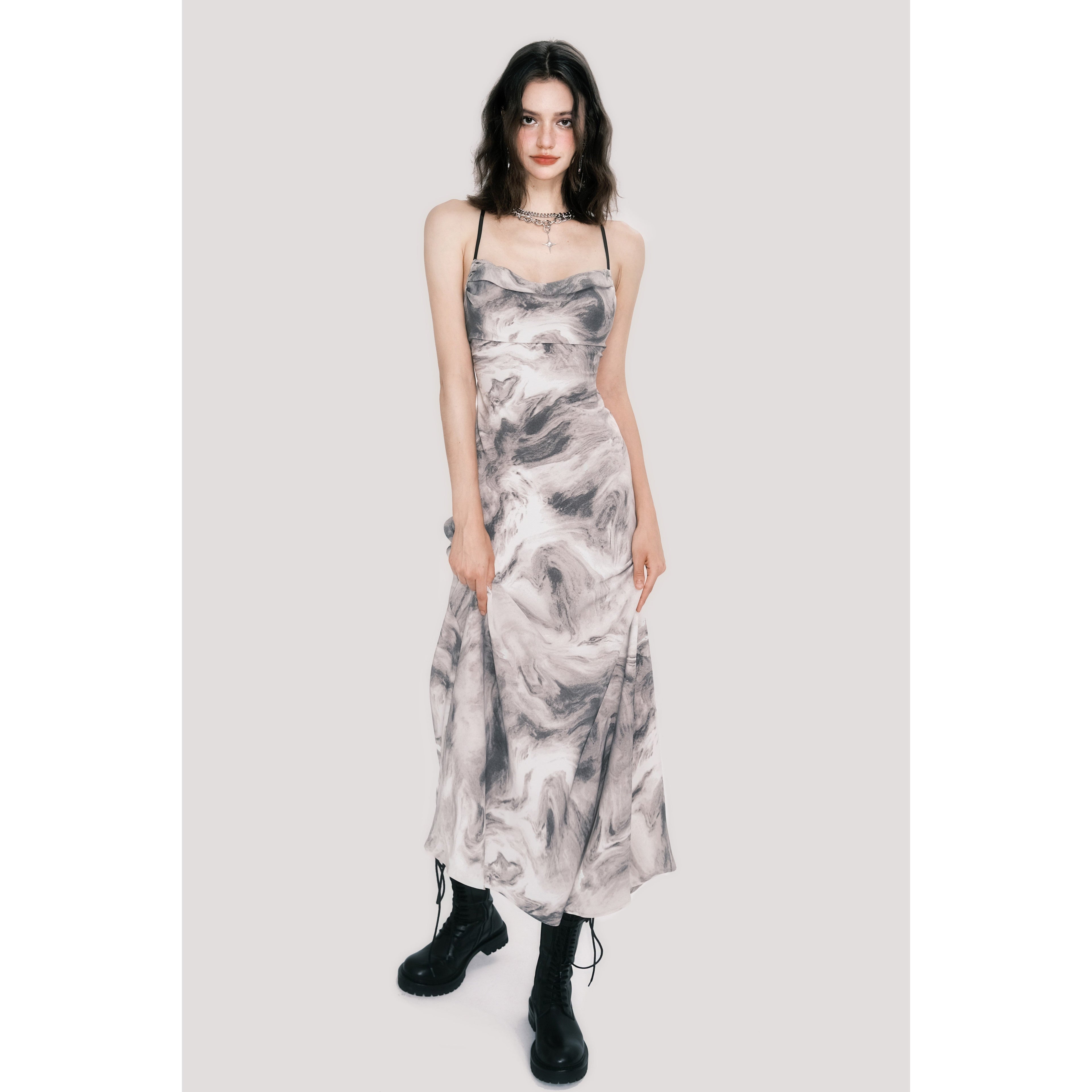 Swing Collar Backless Maxi Dress