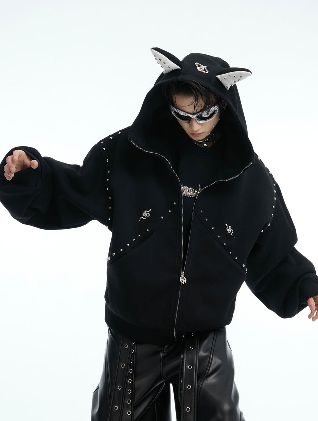 【25s Feb.】Rivet Stitching Doberman Hooded Couple Jacket