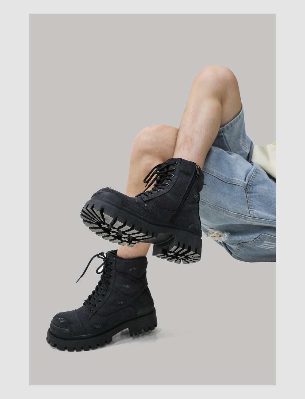 Retro Distressed Platform Martin Boots