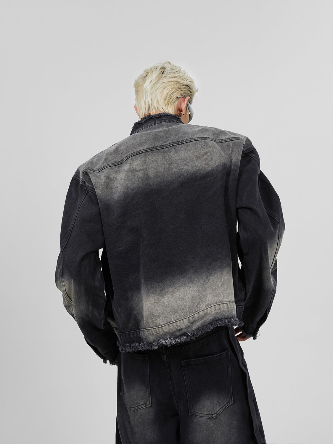 【23s November.】Distressed Brushed Stand Collar Denim Jacket