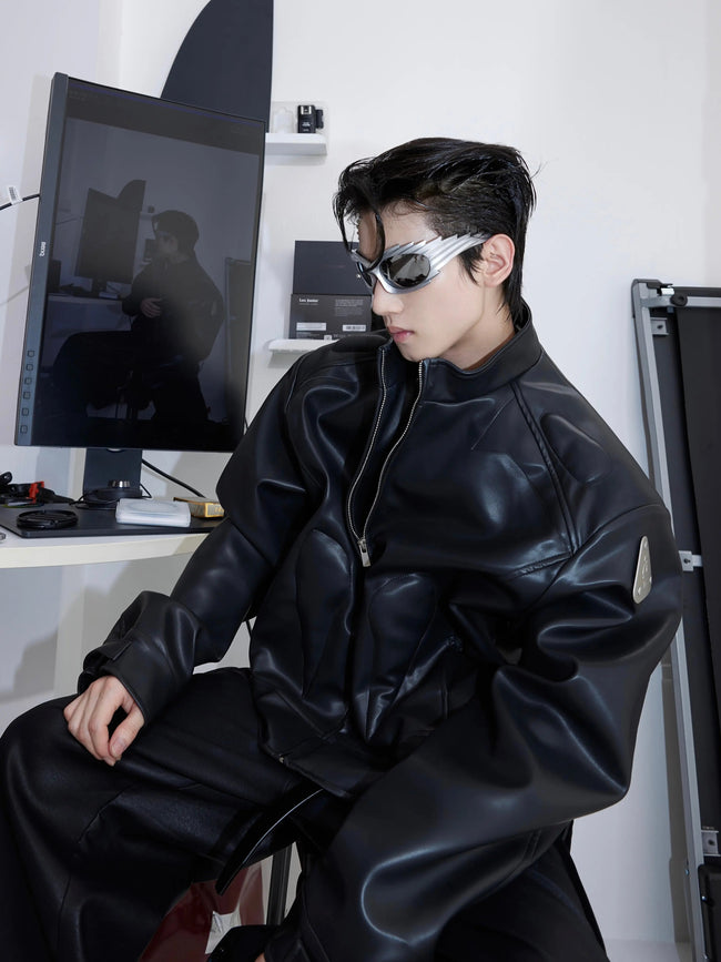 【23s September.】Metallic Logo 3D Deconstructed Leather Jacket Main Image