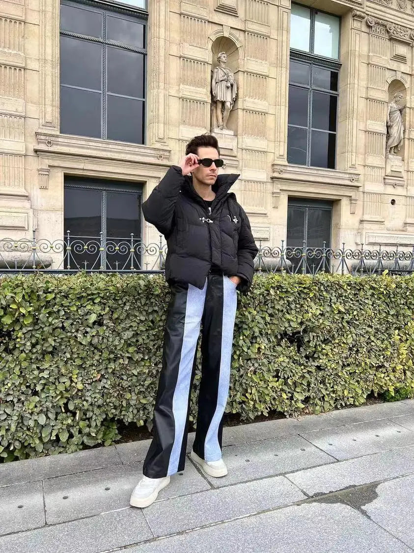 【25s Mar.】PU Leather Blue Black Trousers