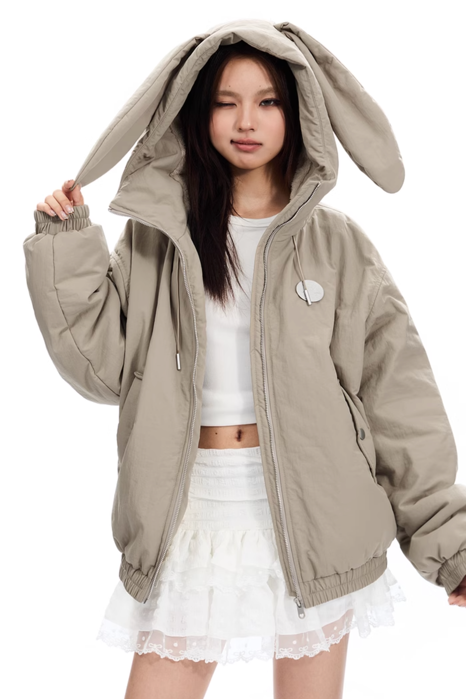 Bunny ears hooded jacket